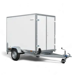 Single-axle nebrzdený skříňový přívesný vozík